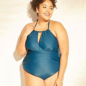NEW KONA SOL Blue keyhole Plus size Swim Suit